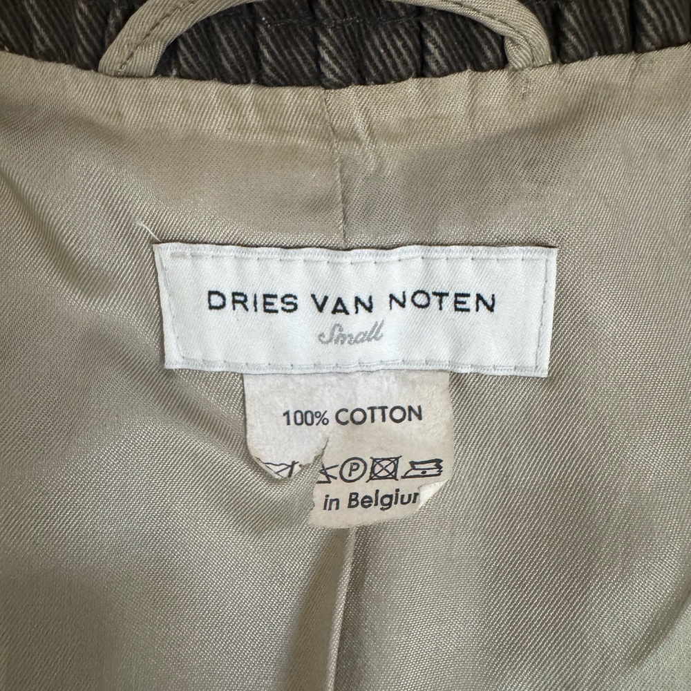 Dries Van Noten Olive Green Open Front Trench Coat - Picture 6 of 6